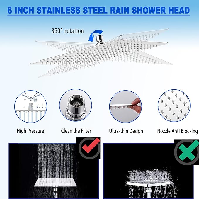 Dual Shower Heads with Handheld Spray Combo, Anti-Clog Nozzles, Ultra Thin - Image 4