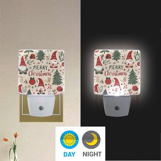 Pigsaly Led Night Light Merry Christmas Gnomes Night Light Plug in Wall Lamp - Image 5