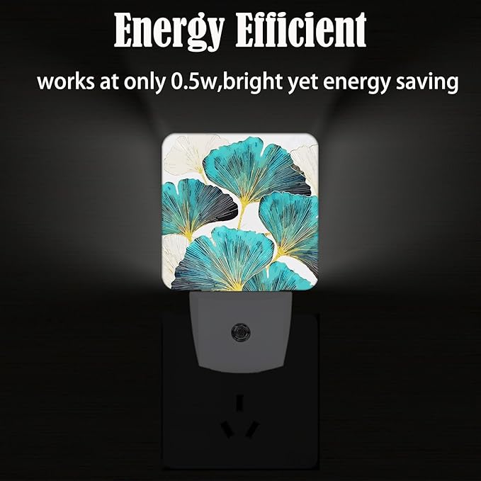 FSHVQKD Green Ginkgo Leaves Night Light, Plug Into Wall Decor - Image 4