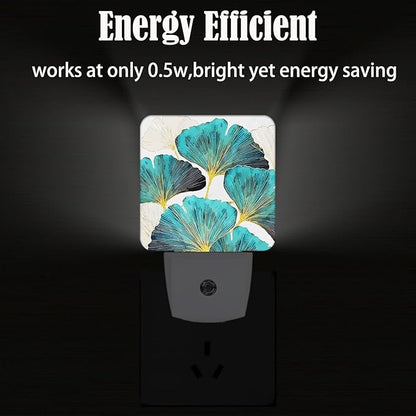 FSHVQKD Green Ginkgo Leaves Night Light, Plug Into Wall Decor - Image 4