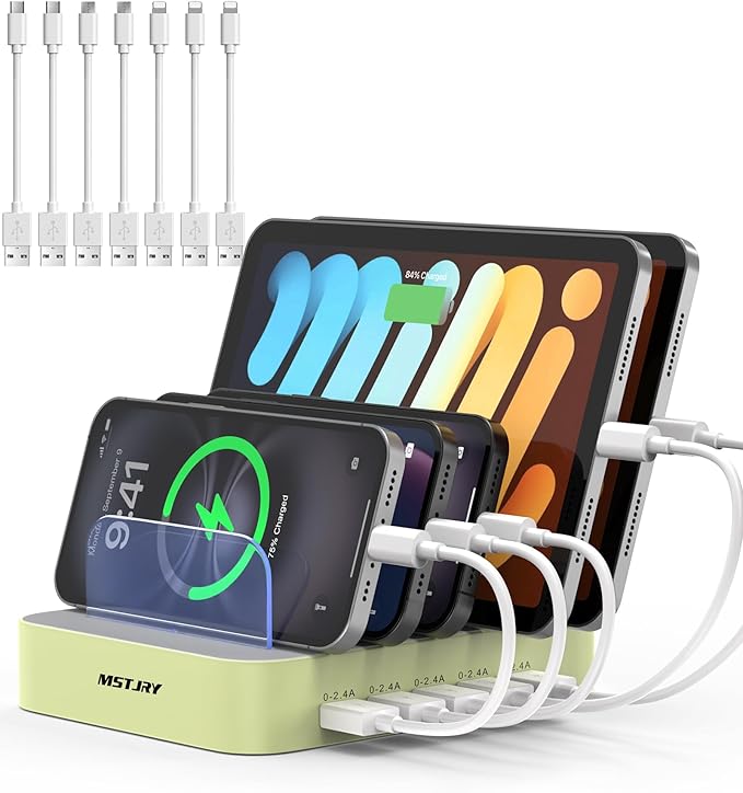 MSTJRY Charging Station for Multiple Devices : 5 Port Multi USB-A Charger by MSTJRY