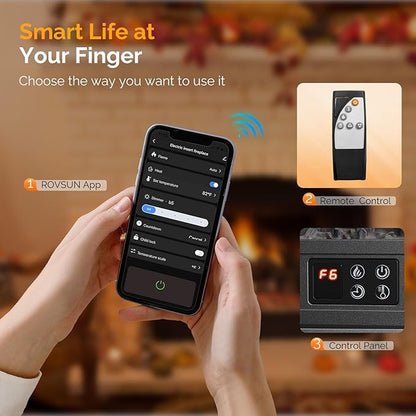 ROVSUN Electric Fireplace Stove, APP & Remote Control, Adjustable Temp - Image 4
