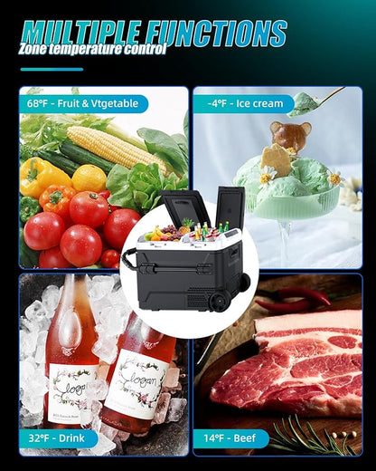Electric Cooler with Battery 12V 52 Quart Car Refrigerator Dual Zone Dual Door - Image 8