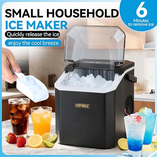 Portable ice Machine: with Handle, with Cleaning Function, with Basket and Spoon - Image 2