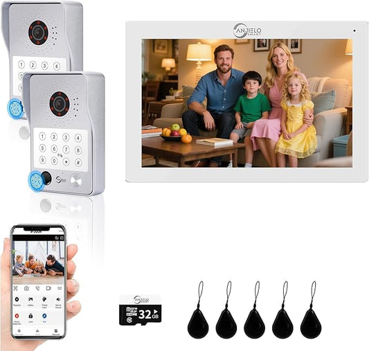 Wired Video Door Phone Apartment Intercom System, 7 Inch Touch Monitor by ANJIELOSMART