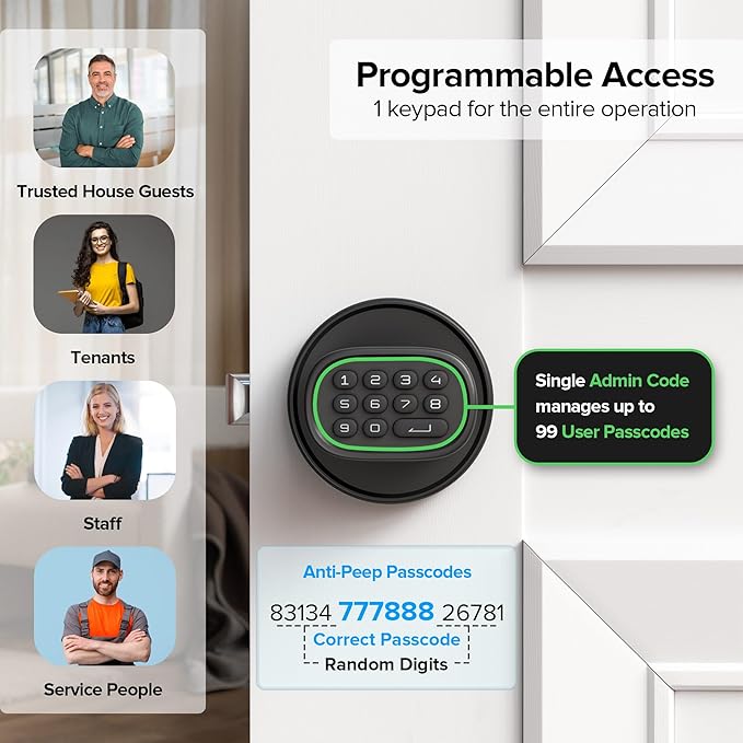 Door Lock Knob with Keypad Keyless Entry Door Knob Electric Coded Indoor Door - Image 3