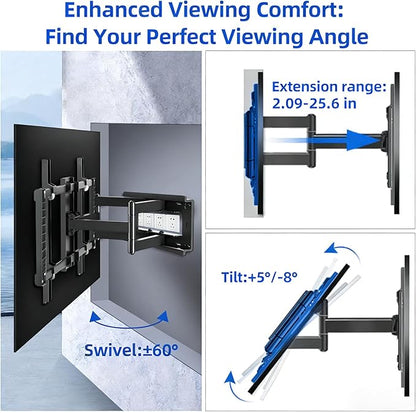 HILLPORT 85 86 98 TV Wall Mount 75 90 100 110 inch Full Motion Ultra Slim - Image 3