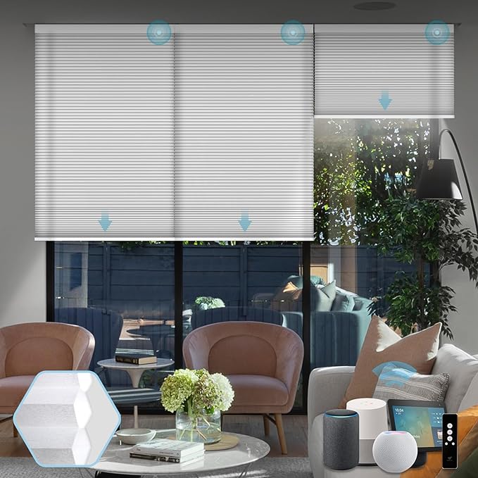 SmartWings Motorized Cellular Shades, Honeycomb Blinds Compatible by SmartWings