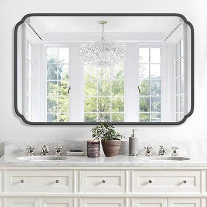 White 30"x48" Bathroom Mirror for Wall, Large Bathroom Vanity Mirror, Rounded - Image 2