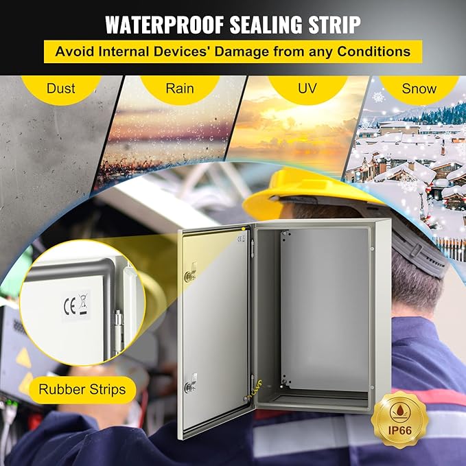 VEVOR NEMA Steel Enclosure, IP66 Waterproof & Dustproof, Outdoor/Indoor - Image 4