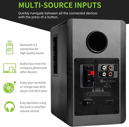 SINGING WOOD BT27 Active Powered Bluetooth Bookshelf Speakers - Image 5