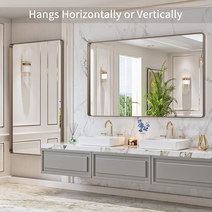LOAAO 60”X36” Bronze Bathroom Mirrors - Image 4