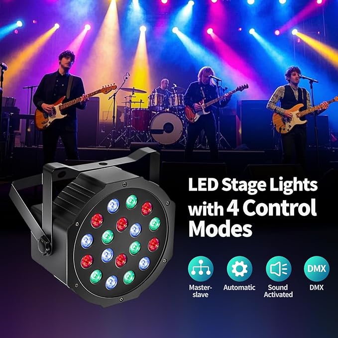 SmarketBuy Stage Lights with Sound Activated & DMX Control, 8 Pack 18x3 W LED - Image 5