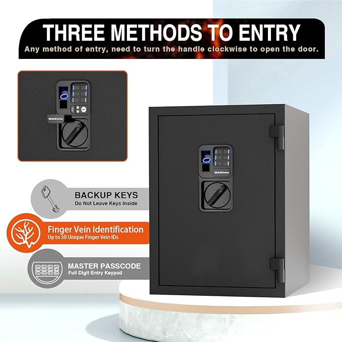 Biometric Finger Vein Fireproof Safe Box, 1.08 Cubic Feet Fire Resistant - Image 5