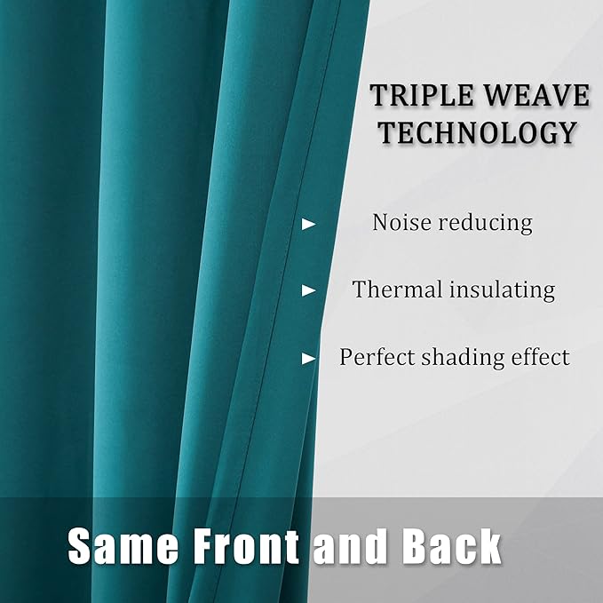 DUALIFE Teal Blackout Curtains - Image 5