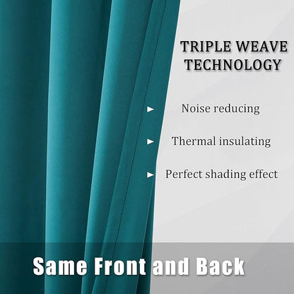 DUALIFE Teal Curtains 45 Inch Length 2 Panels Set Room Darkening Grommet - Image 5
