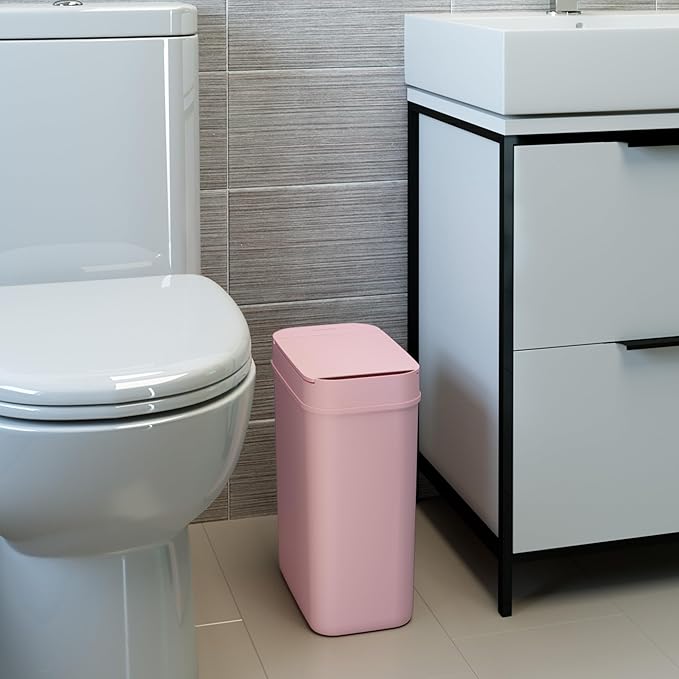iTouchless 3 Gallon Sensor Pink Bathroom Trash Can, 10 Liter Small Slim - Image 4