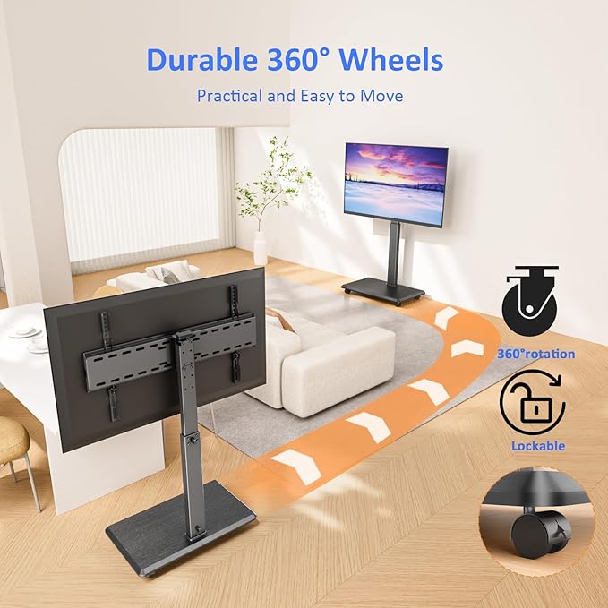 Afaloona Rolling TV Stand, Portable Mobile TV Stand - Image 3