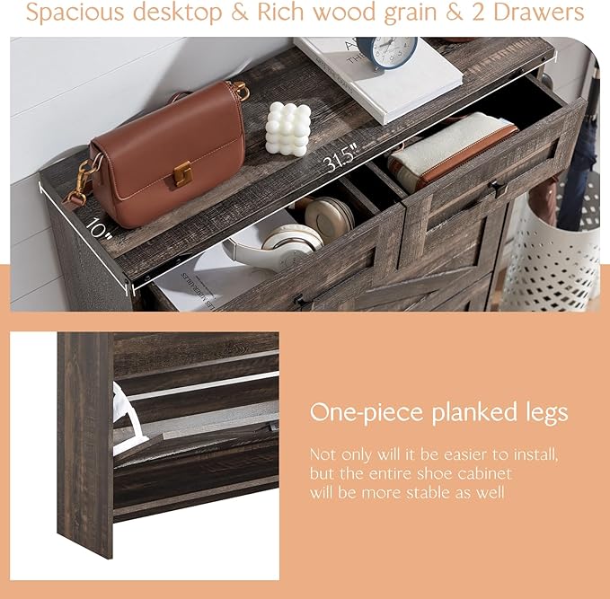 Shoe Storage Cabinet, Farmhouse Shoe Organizer - Image 7