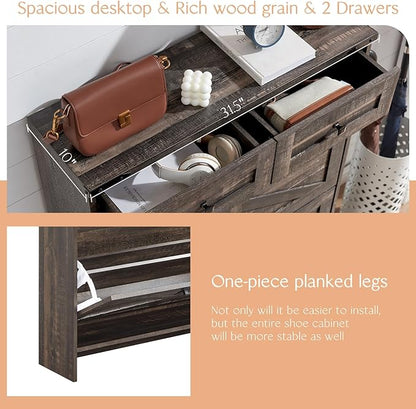 Shoe Storage Cabinet, Farmhouse Shoe Organizer - Image 7