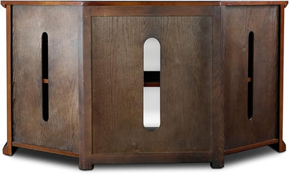 Leick Home 80385 Leaded Glass Three Door Corner TV Stand - Image 3