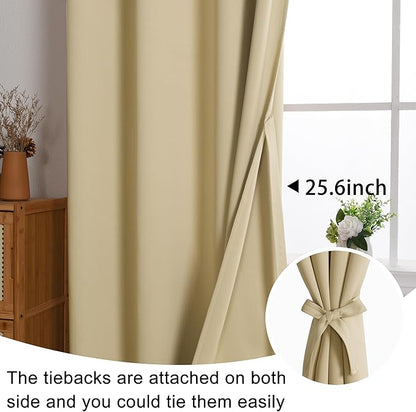 JIUZHEN Light Beige Blackout Curtains - Image 5