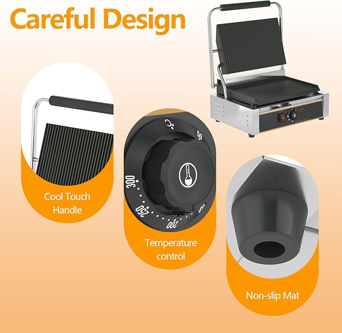 Commercial Panini Press - 2200W Commercial Electric Panini Sandwich Grill - Image 6