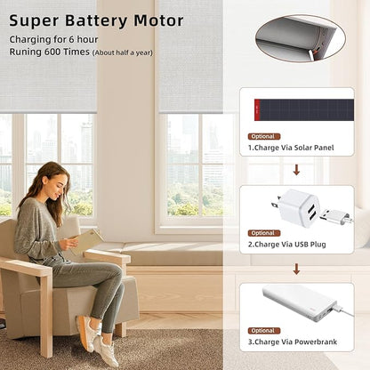 Motorized Roller Shade: Blackout, Rechargeable, Compatible - Image 5