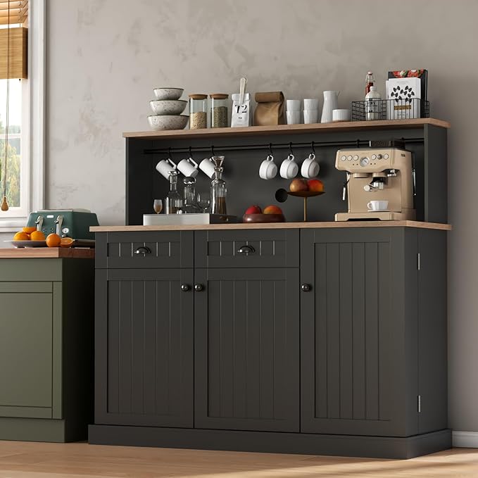 Sideboard Buffet Cabinet with 2 Drawers, Farmhouse Kitchen Pantry with - Image 3