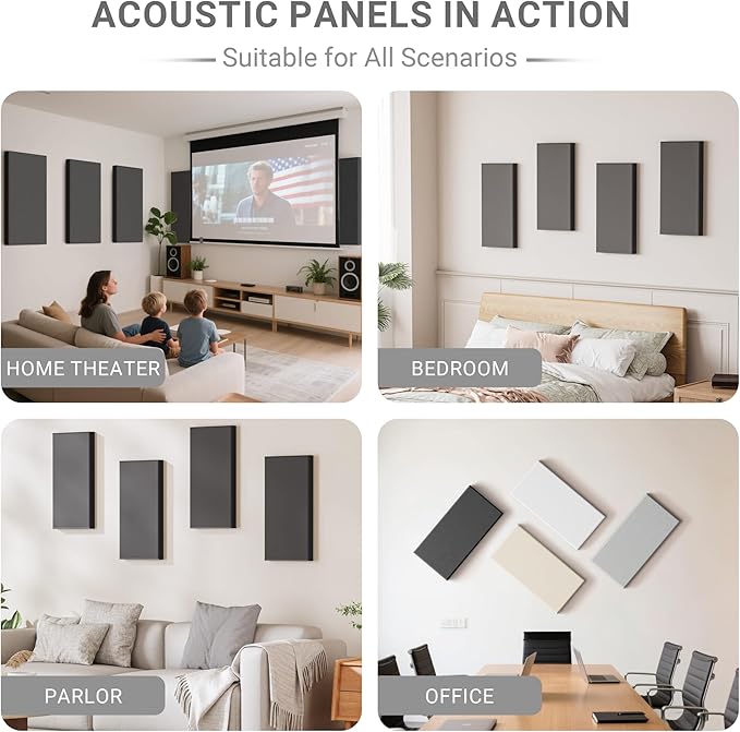 4 Pack High-Density Core with Fabric Cover Acoustic Panels – 24×12×2 In - Image 6