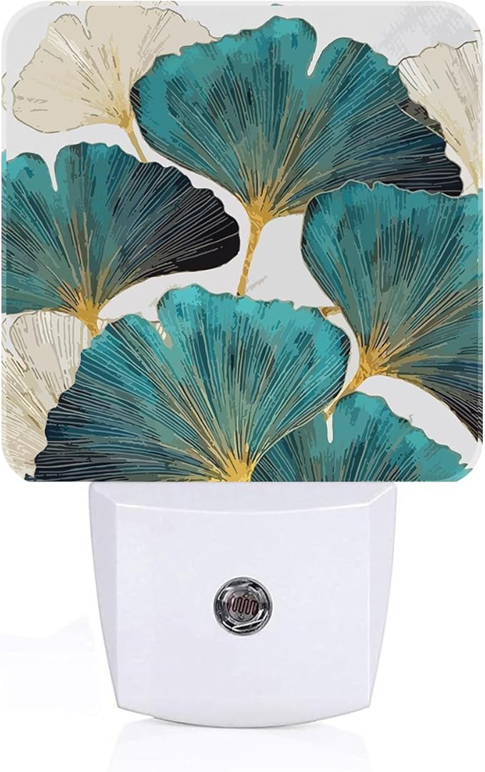 FSHVQKD Green Ginkgo Leaves Night Light, Plug Into Wall Decor by Unknown