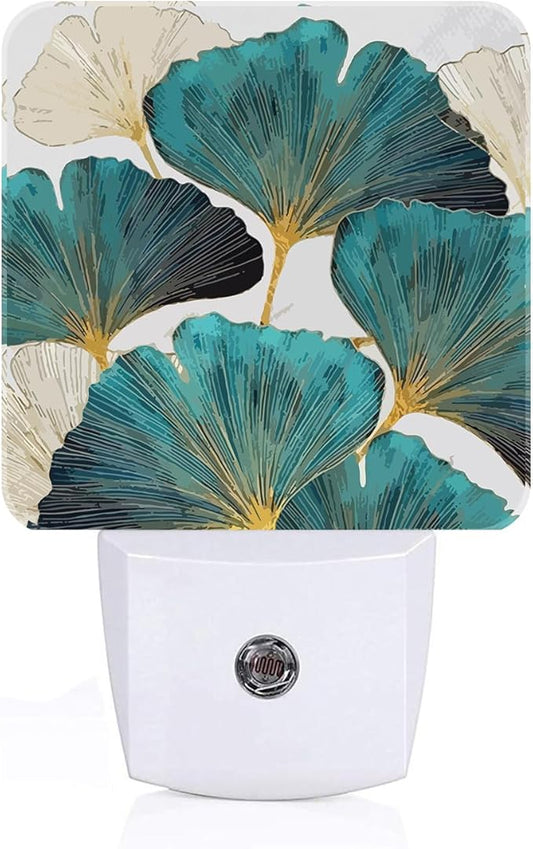 FSHVQKD Green Ginkgo Leaves Night Light, Plug Into Wall Decor by Unknown