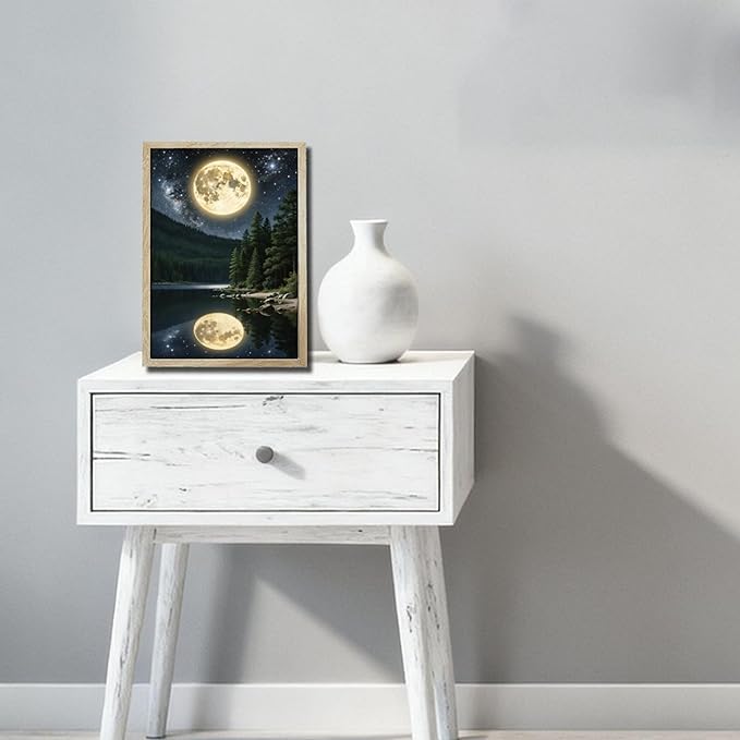 URVIP LED Glowing Photo Frame, 3D Starry-Sky Blue Moon Wall Art, 9x12 Inches - Image 5