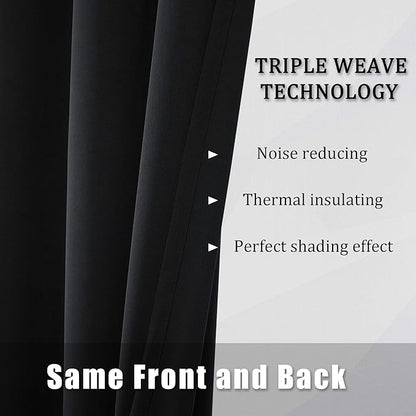 DUALIFE Black Curtains 54 Inch Length, Solid Energy Efficient Thermal Insulated - Image 5