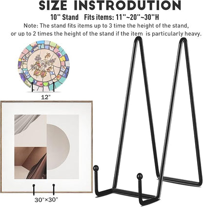 IBosins 5 Pack 10 Inch Plate Holder Display Stands, Large Metal Black Frame - Image 3