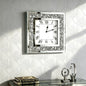 Crystal Crush Diamond Mirrored Square Wall Clock with Sparkle Twinkle Bling Diamond Decor for Wall Decoration, 12x12inch Decorative Silver Mirror Quartz Clock for Home Decor. AA Battery not included