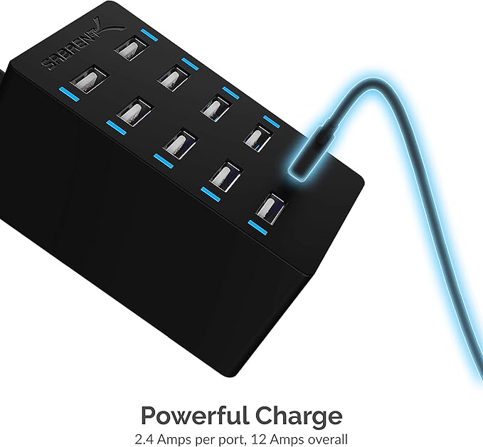 Sabrent 60 Watt 10-Port Family-Sized Desktop USB Rapid Charger. Smart USB Ports - Image 4