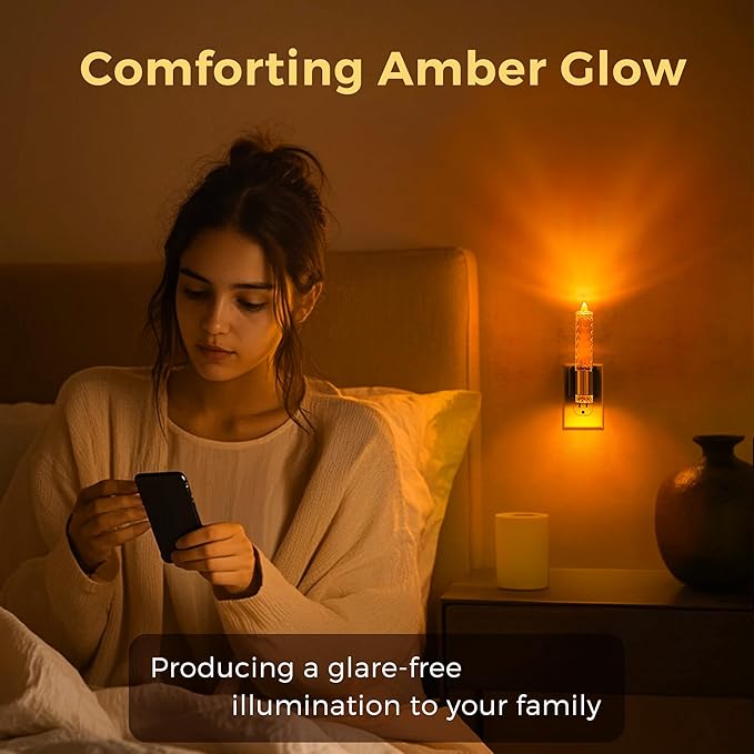 L LOHAS LED Night Light, Amber Candle Night Lights Plug into Wall, 0-100 LM - Image 7