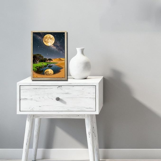 URVIP LED Glowing Photo Frame, 3D Starry-Sky Blue Moon Wall Art, 9x12 Inches - Image 5