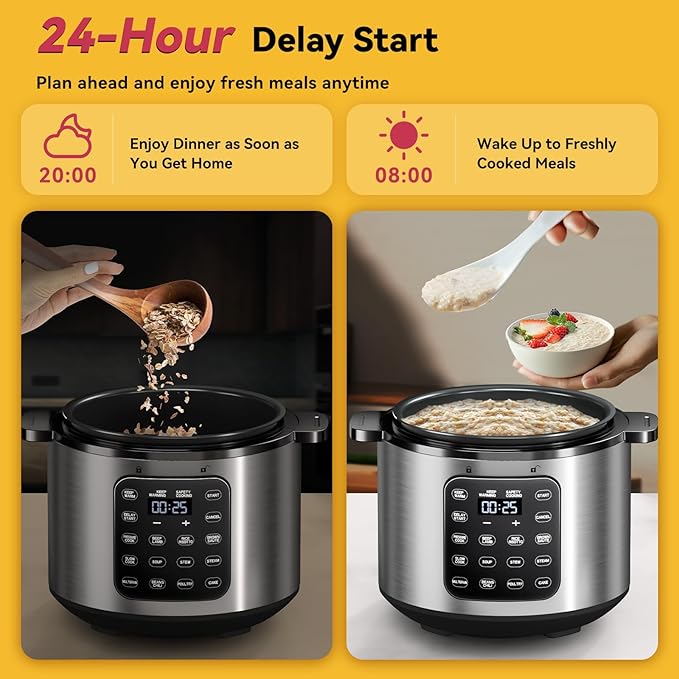 Electric Pressure Cooker 6 Quart Silver, Non-stick Pot, 9-in-1 Instant Pot - Image 6