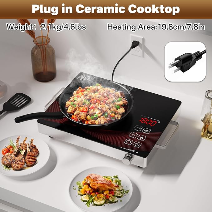 1800W Infrared Hot Plate, Portable Electric Ceramic Cooktop - Image 3