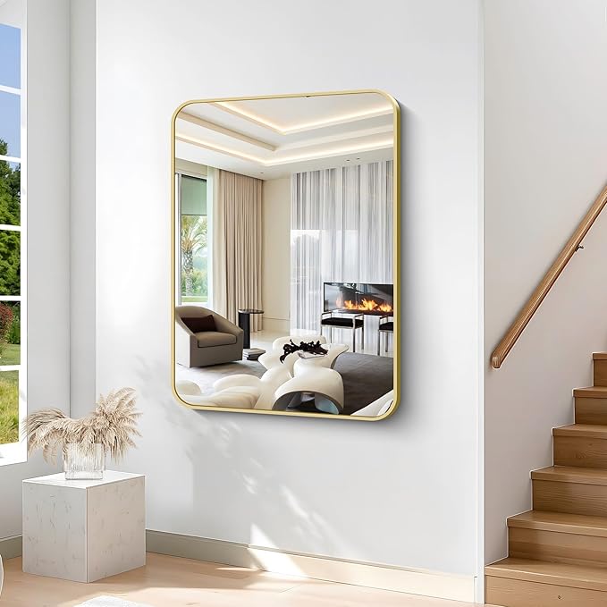 36"x48" Bathroom Mirror, Large Rectangular Wall Mirror, Rounded Corner Vanity - Image 5