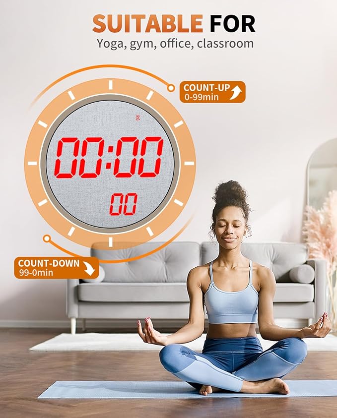 GLOKUUCA 12" Large Digital Wall Mount Clock, Count Down Timer, Big LED - Image 6