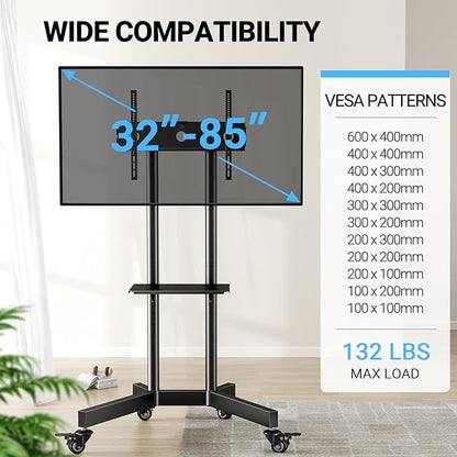PERLESMITH Rolling TV Stand - Image 2