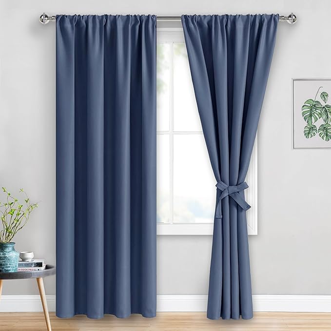 JIUZHEN Dusty Blue Blackout Curtains by JIUZHEN