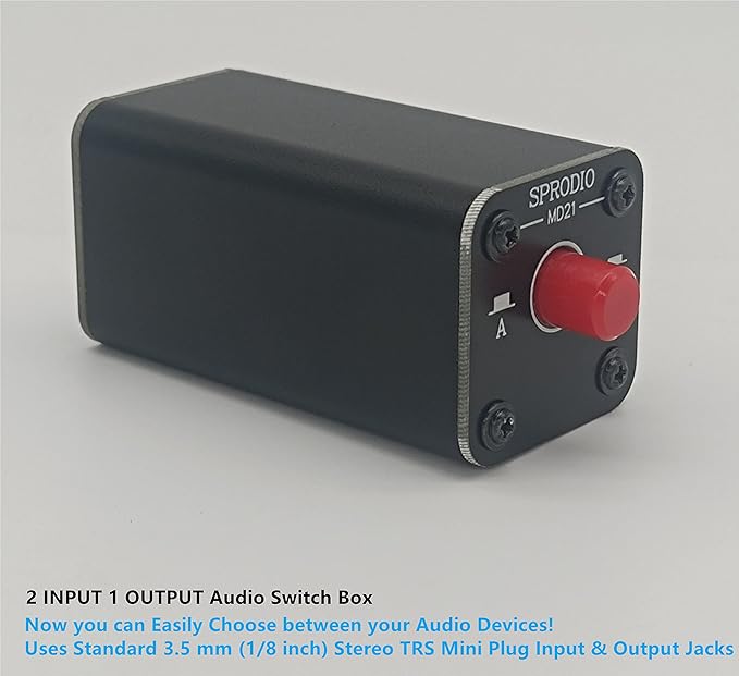 SPRODIO 2 Port Stereo 3.5mm Audio switcher selector Box Passive 1/8 TRS A/B - Image 5