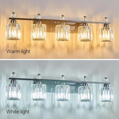 FDPBY Bathroom Vanity Lights 5-Light Plating Black Modern Crystal Vanity Light - Image 2