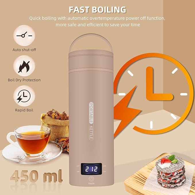 Travel Electric Kettle Portable Small Mini Tea Coffee Kettle Water Boiler - Image 3