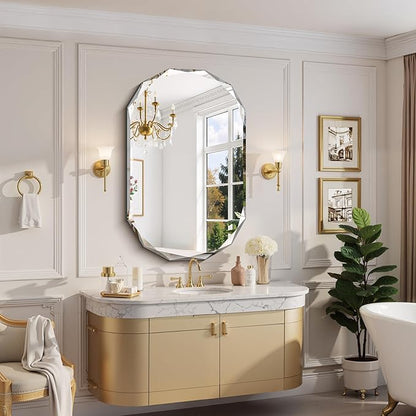 GLASHOM Frameless Bathroom Mirror, 30x48 inch Beveled Bathroom Mirror Wall - Image 9
