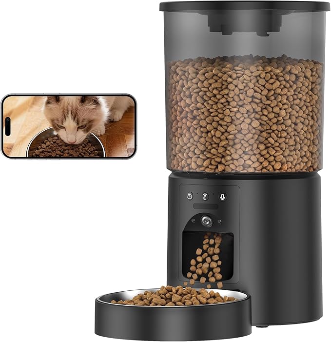 Automatic Cat Feeder with Camera, WiFi Cat Food Dispenser with App Control by Miaosical